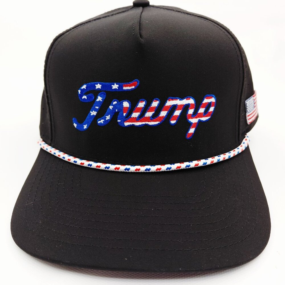 Trump 4th Of July Golf Rope Trucker Mesh Snapback Cap Hat  Flag